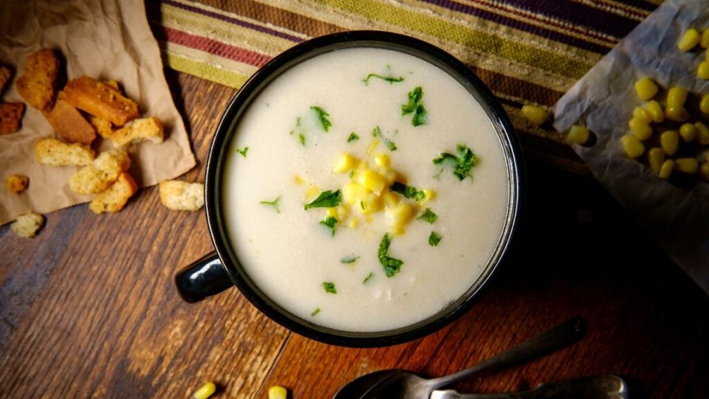 creamy corn chowder 1 - Vegetarian Cheesy Corn Chowder Soup